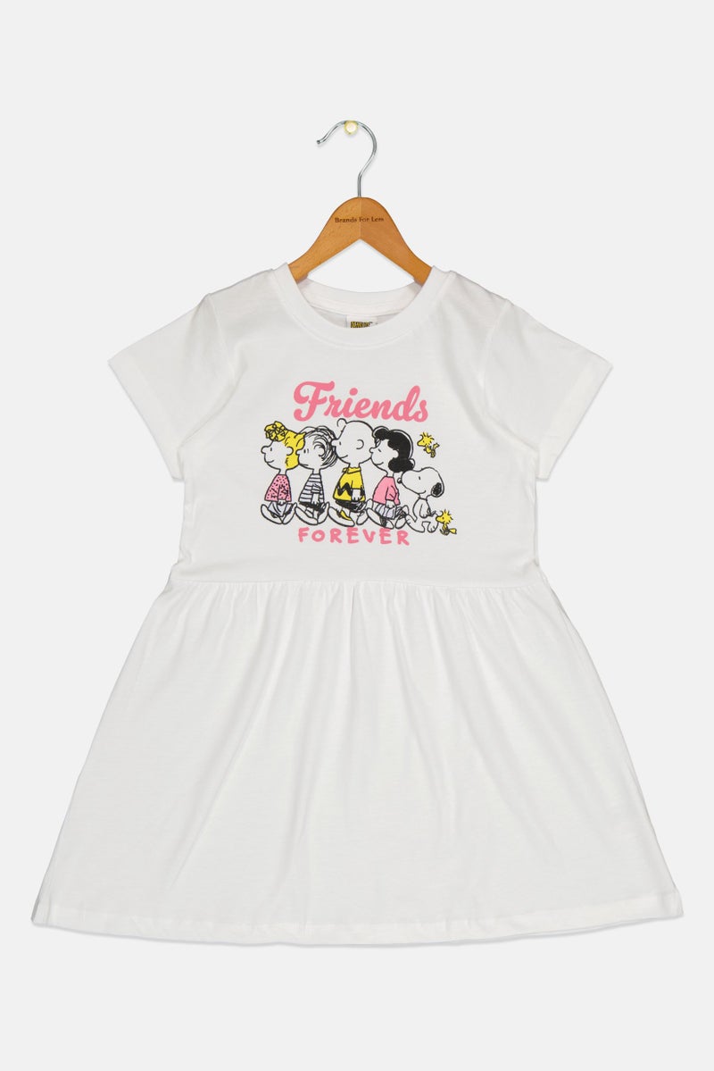 Peanuts Kids Girl Graphic Print Dress, White - Image 2
